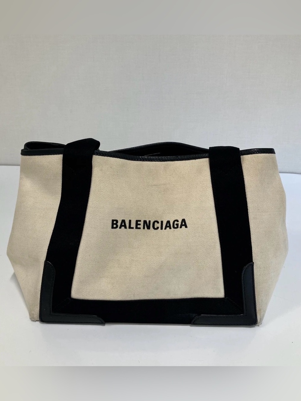 Balenciaga Beige Canvas Tote with Black Trim 2025